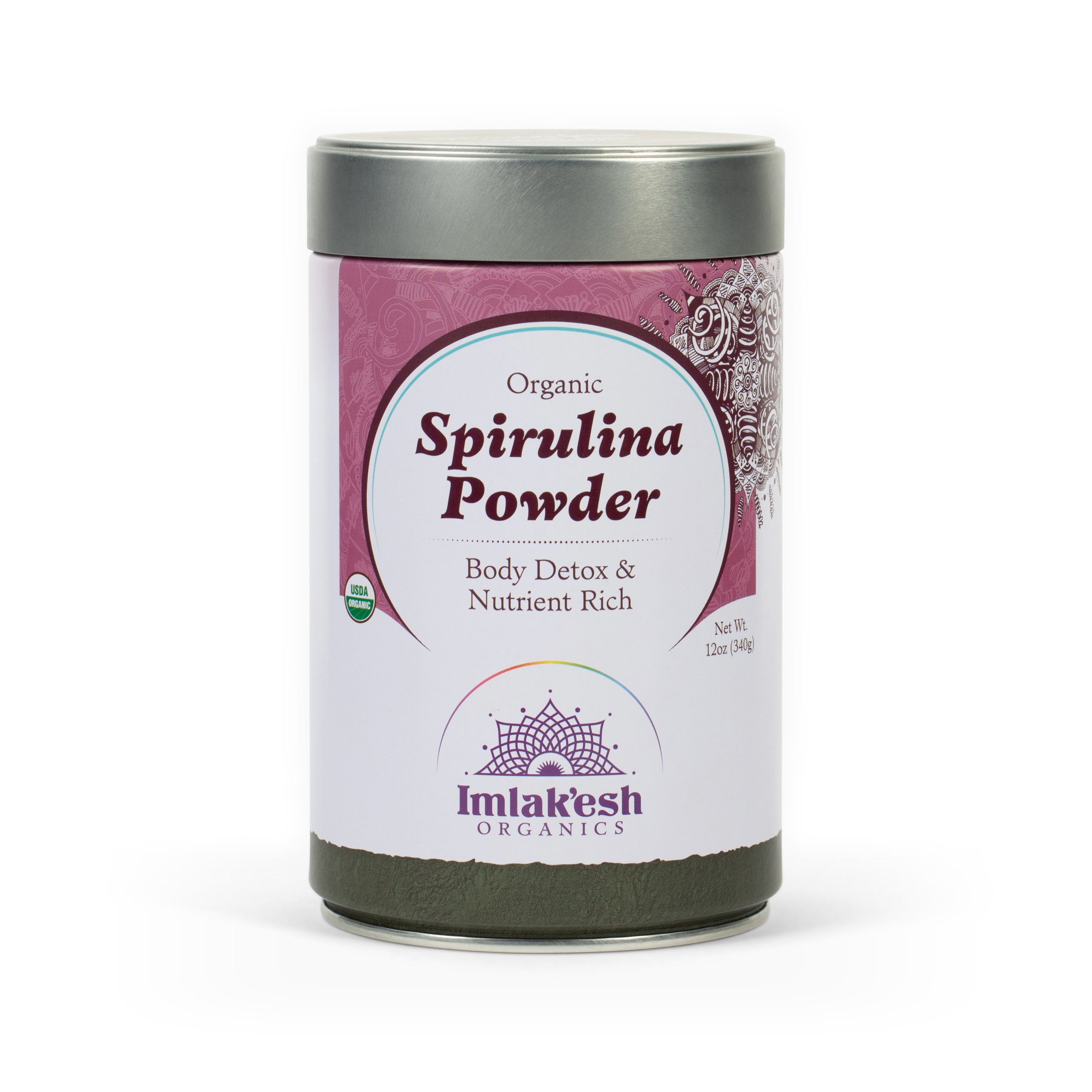 Spirulina niebieska w postaci proszku w szklanej misce